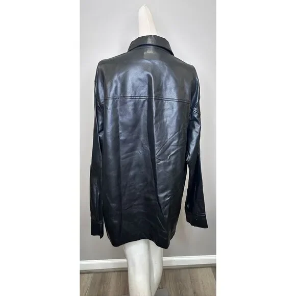 AGOLDE Calla Vegan Leather Shirt in Shadow Size Extra Small $275
